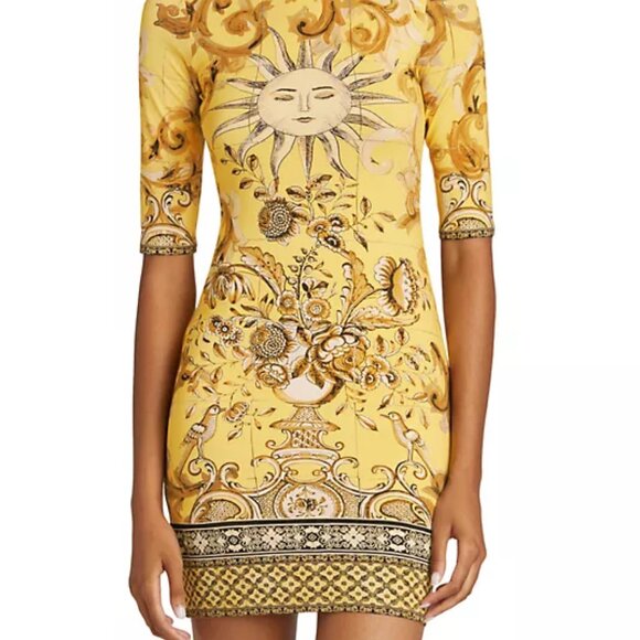 NWT$395 Alice + Olivia Delora Baroque Crew Neck Fitted Mini Dress Sz 4 (XS-S) - Picture 5 of 16